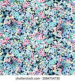 Abstract bushy meadow seamless repeat tile pattern background on black