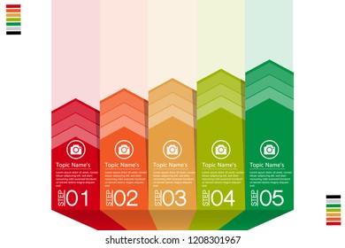Abstract business 5 option infographics temple. EPS10 and vector illustration for presentation, banner, graphic, business flow and diagram