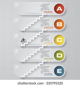 Abstract business 5 step staircase infographics. Vector illustration. step by step / view your data / person goes up the stairs / vector illustration