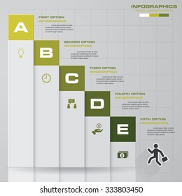 Abstract business 5 step staircase infographics. Vector illustration. step by step / view your data / person goes up the stairs / vector illustration