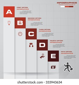 Abstract business 5 step staircase infographics. Vector illustration. step by step / view your data / person goes up the stairs / vector illustration