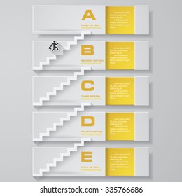 Abstract business 5 step staircase infographics. Vector illustration. step by step / view your data / person goes up the stairs / vector illustration