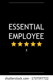 Abstract business advertising banner, essential employee lettering vector, essential worker, gold five stars rate, quality, Quarantine, isolation period icon. covid-19, social distance poster, 2022