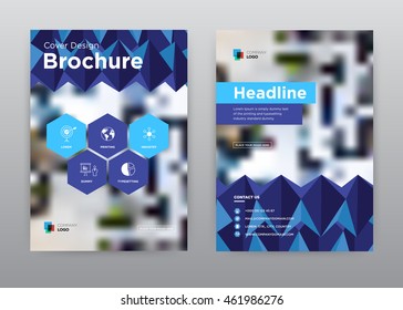 Abstract business annual report brochure flyer design template with icons vector, leaflet cover photo presentation texture flat background, layout in A4 size