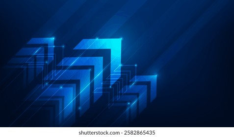 abstract business arrow up growth to success technology background. arrow high speed internet. vector illustration fantastic technology.