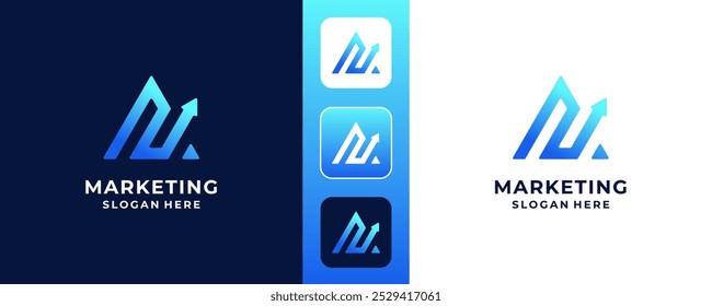 Abstract business arrow up logo icon with initial letter A. Vector design template.