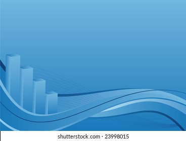 Abstract business background - Bar chart with waves - blue - find jpeg-Version in my portfolio