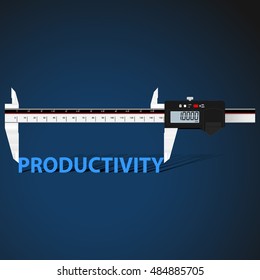 Abstract business background with digital slide gauge and title Productivity. Vector illustration.