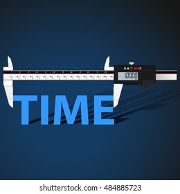 Abstract business background with digital slide gauge and title Time. Vector illustration.