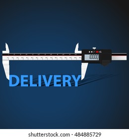 Abstract business background with digital slide gauge and title Delivery. Vector illustration.