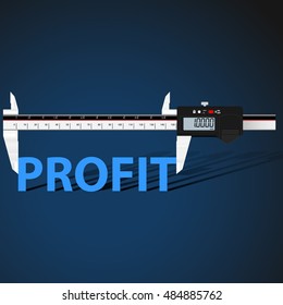 Abstract business background with digital slide gauge and title Profit. Vector illustration.