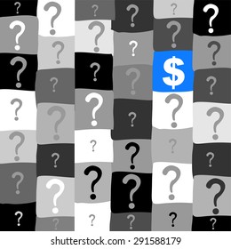 Abstract business background with Dollar, question mark and place for your text. vector illustration