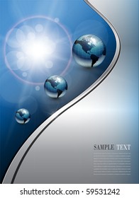 fondo empresarial abstracto con globo terrestre y sol, vector.