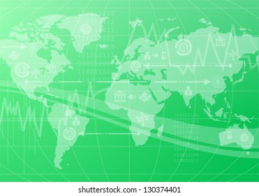 Abstract Business Background with Earth and Icons, vector illustration