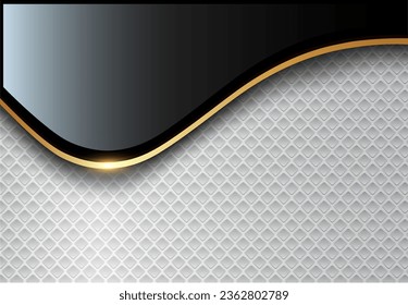 Abstract business background, elegant black and grey with gold metal elements, vector illustration.