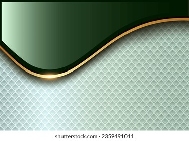 Abstract business background, elegant green with gold metal elements, vector illustration.