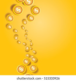 abstract business background with falling golden coins. flying coins vector background
