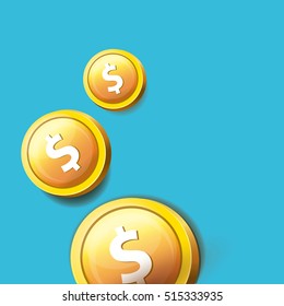 abstract business background with falling golden coins. flying coins vector background