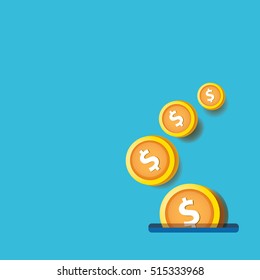 abstract business background with falling golden coins. flying coins vector background