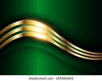 Abstract business background green and gold, vector illustration.
