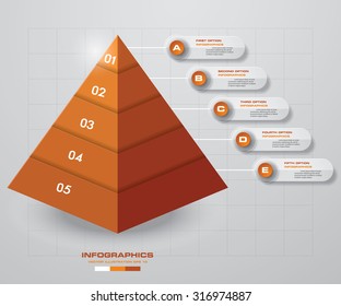 Abstract business background. Pyramid Chart and 5 steps order layout.