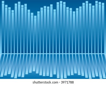 Abstract business background showing a reflected bar chart in different shades of blue
