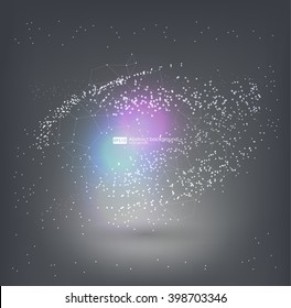 abstrakter Hintergrund. Wirbelteilchen im volumetrischen Raum. Lichter im virtuellen Raum. sanfter, abstrakter Hintergrund