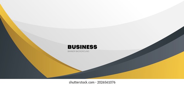 abstract business banner background with gold and metal wavy shape