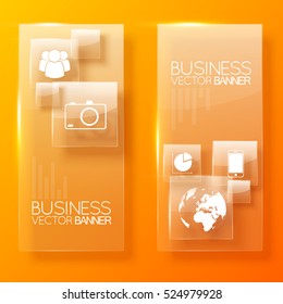 Abstract business banners in modern orange design vector illustration