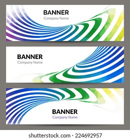 Abstract business banners set with waves stripes lines
