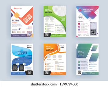 Abstract Business Brochure Template, Flyer or Annual Report Set.