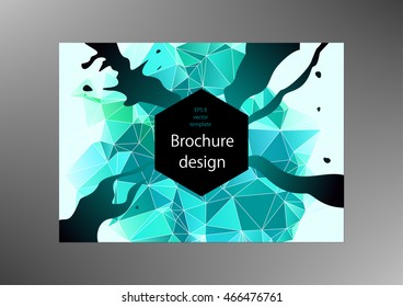 Abstract business brochure template. Polygonal background with paint stain and geometric polygonal element. Scientific future technology concept. Vector illustration.