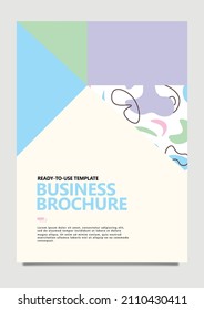 Resumen de la plantilla vectorial de folletos de negocios utilizando colores pastel y formas fluidas ornamento. Adecuado para la cobertura de informes anuales, el lienzo de modelos de negocio y la cobertura del perfil de la empresa.