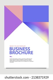 Abstract business brochure vector template with mesh gradient ornament and triangle decoration. Suitable for document cover, company profile, poster, pamphlet, and business model canvas.