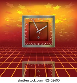 Abstract business brown background with clock and stars