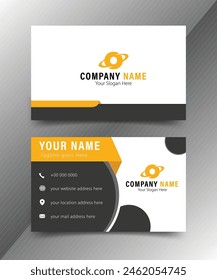 Abstract Business Card, Black And Yellow Colors, Simple And Corporate Business Card, Professional Business Card Template