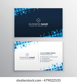 Abstract Business Card With Blue Mosaic Shapes