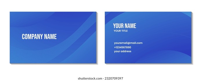 abstract business card with blue wave gradient background