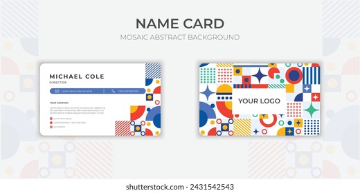 abstract business card with colorfull mosaic shapes
