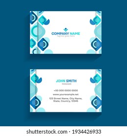 Abstract Business Card Design With Front And Back View On Blue Background.