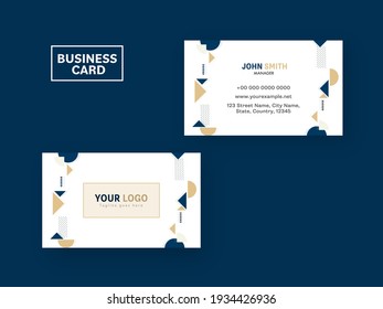 Abstract Business Card Design With Front And Back View On Blue Background.
