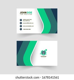 abstract business card design with green shape for personal or company-eps10-modern