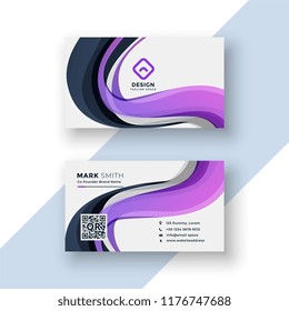abstract business card design with purple wavy shapes