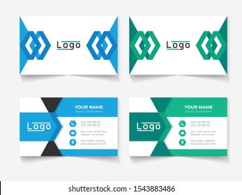 Abstract business card design template,Blue and green color theme