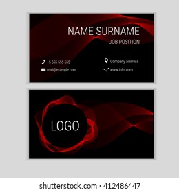 Abstract business card design with waves. visit card template.