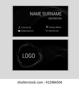 Abstract business card design with waves. visit card template.