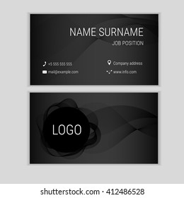 Abstract business card design with waves. visit card template.