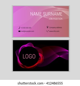 Abstract business card design with waves. visit card template.