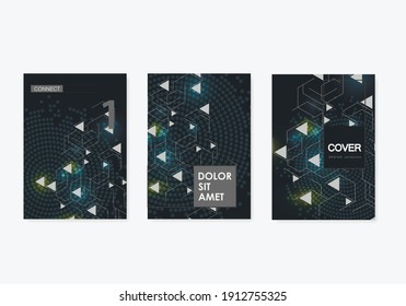 Abstract business card. Abstract geometric background. Vector illustration design. Decorative print. Vector design template. Global network connection. Web banner