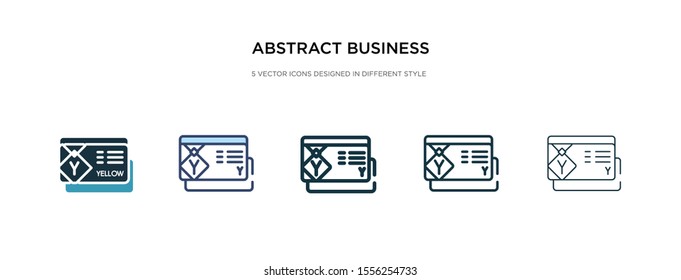 abstract business card icon in different style vector illustration. two colored and black abstract business card vector icons designed in filled, outline, line and stroke style can be used for web,